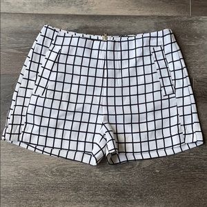 High Waisted Black and White Patterned Shorts